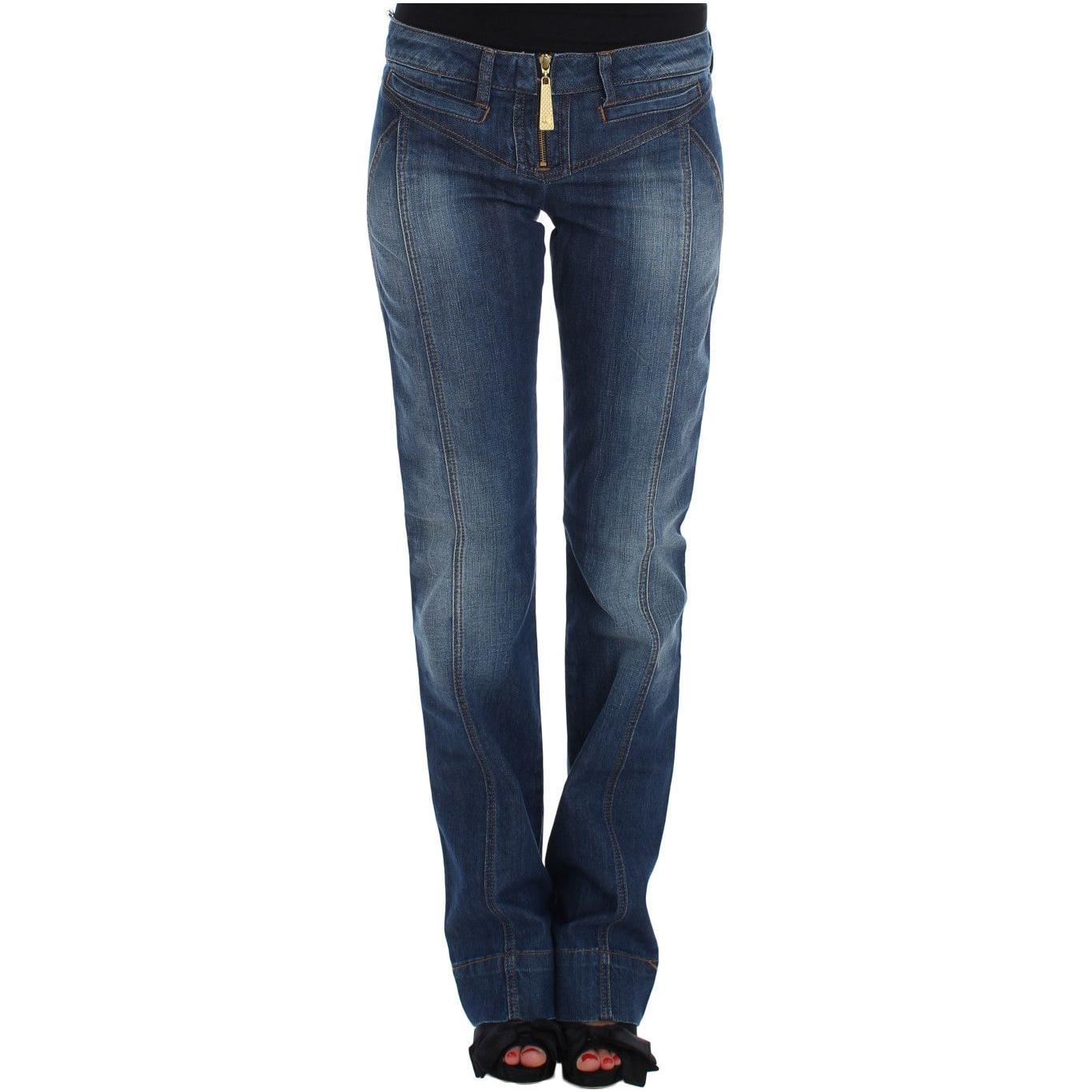 Cavalli Blue Wash Cotton Stretch Boot Cut Jeans Cavalli