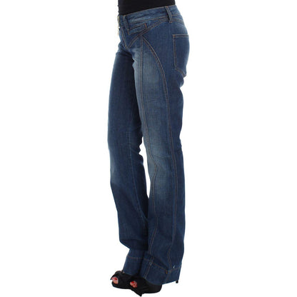Cavalli Blue Wash Cotton Stretch Boot Cut Jeans Cavalli