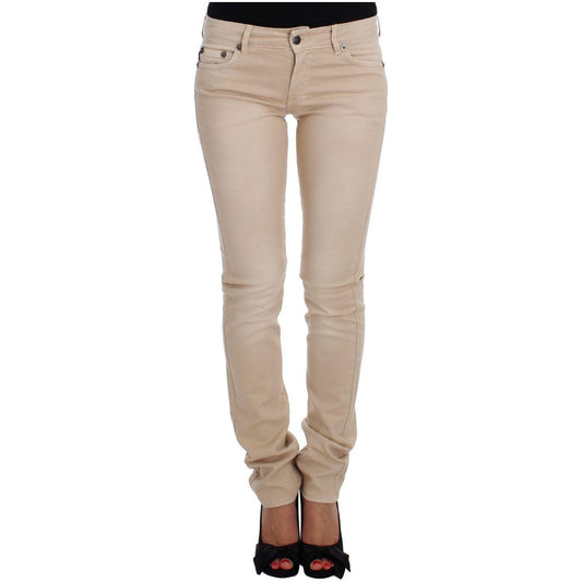 Cavalli Beige Wash Slim Fit Cotton Stretch Jeans Cavalli