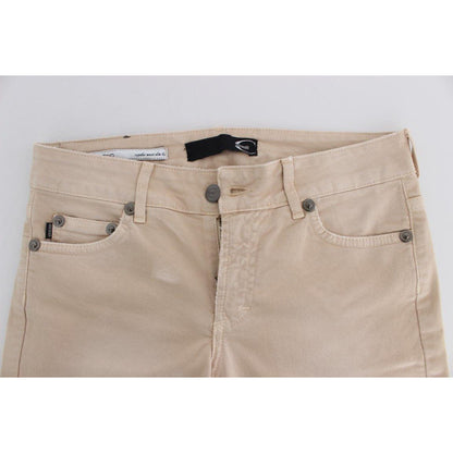Cavalli Beige Wash Slim Fit Cotton Stretch Jeans Cavalli