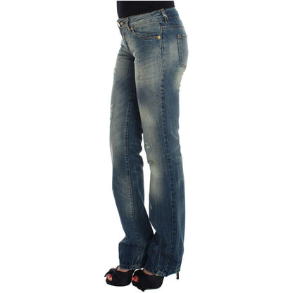 Cavalli Blue Cotton Low Waist Jeans Cavalli