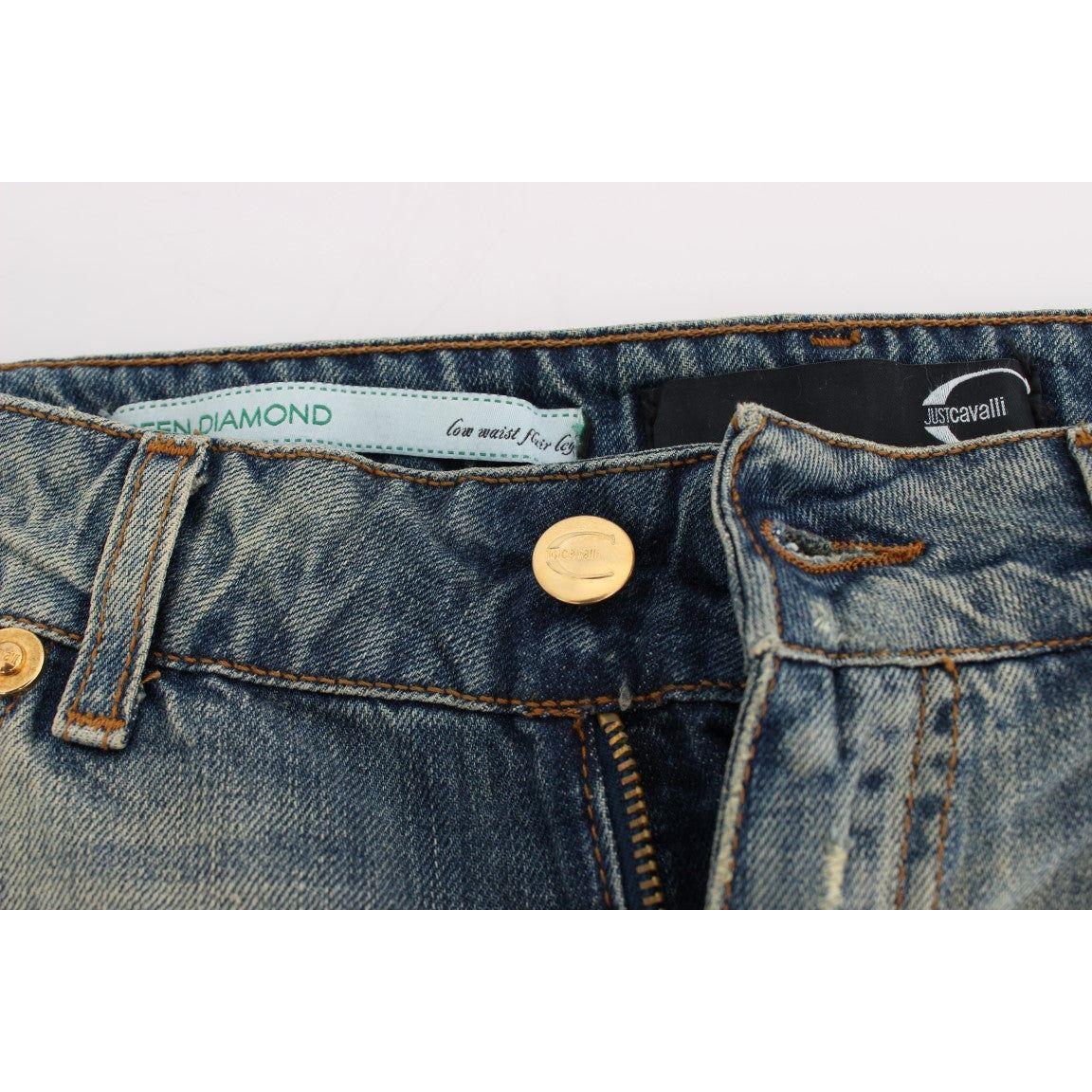 Cavalli Blue Cotton Low Waist Jeans Cavalli