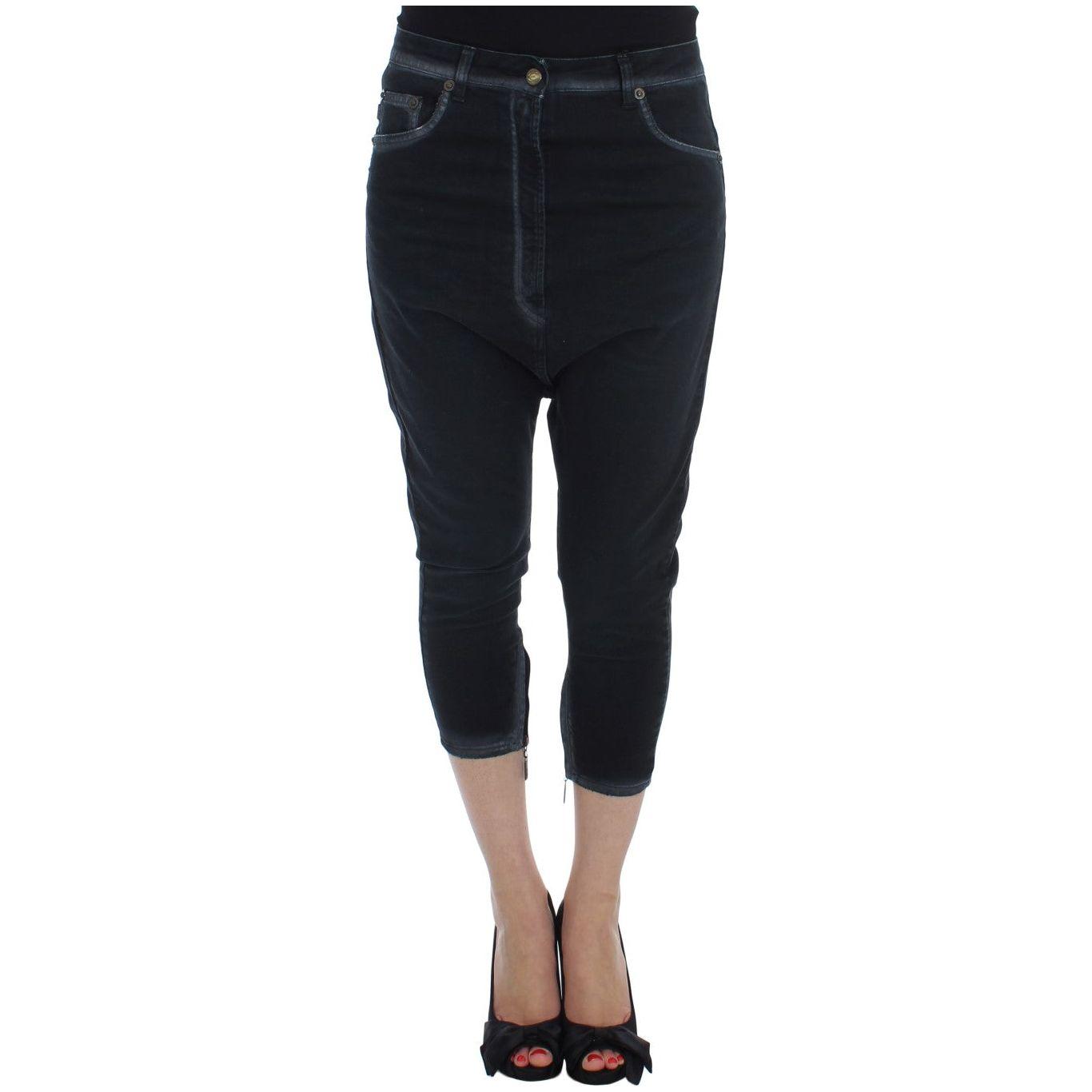 Cavalli Blue Cotton Stretch Baggy Relax Jeans Cavalli
