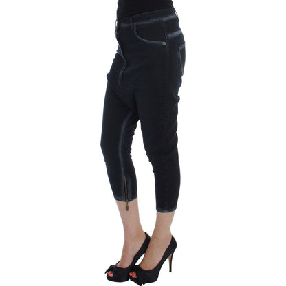 Cavalli Blue Cotton Stretch Baggy Relax Jeans Cavalli