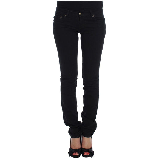 Cavalli Black Cotton Stretch Slim Skinny Fit Jeans Cavalli