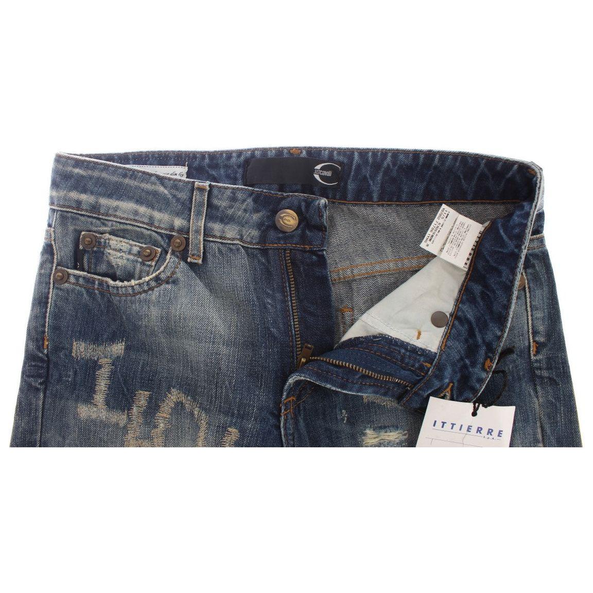 Cavalli Elegant Flare Fit Blue Denim Jeans Cavalli