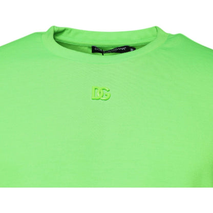 Dolce & Gabbana Green Logo Polyester Crew Neck T-shirt