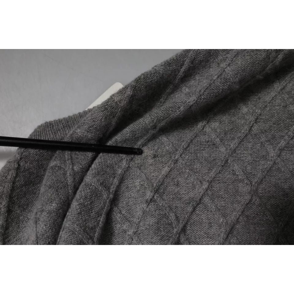 Ballantyne Gray Cashmere Argyle Intarsia Knit Crew Neck Sweater Ballantyne