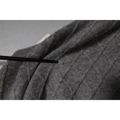 Ballantyne Gray Cashmere Argyle Intarsia Knit Crew Neck Sweater Ballantyne