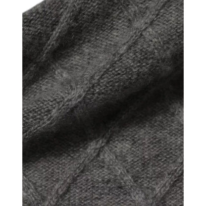 Ballantyne Gray Cashmere Argyle Intarsia Knit Crew Neck Sweater Ballantyne