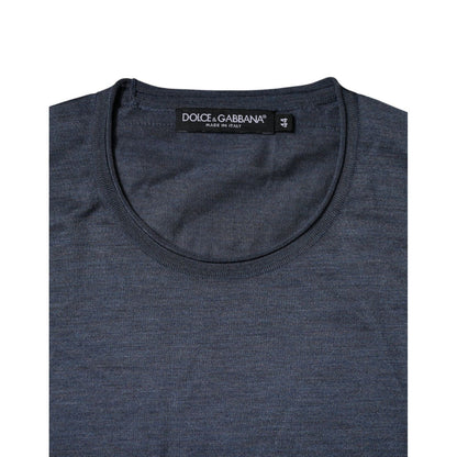 Dolce & Gabbana Dark Gray Silk Crew Neck Pullover Sweater