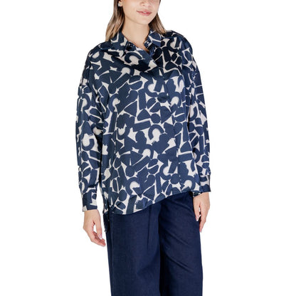 ICHI Blue Polyester Blouse