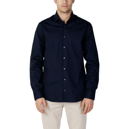 Calvin Klein Blue Cotton Shirt Calvin Klein Gray