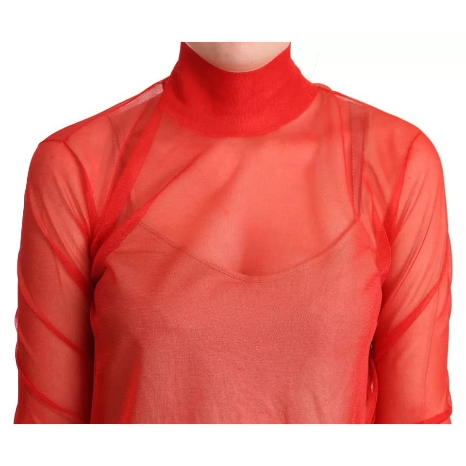 Dolce & Gabbana Orange Semi Transparent Blouse Sweater