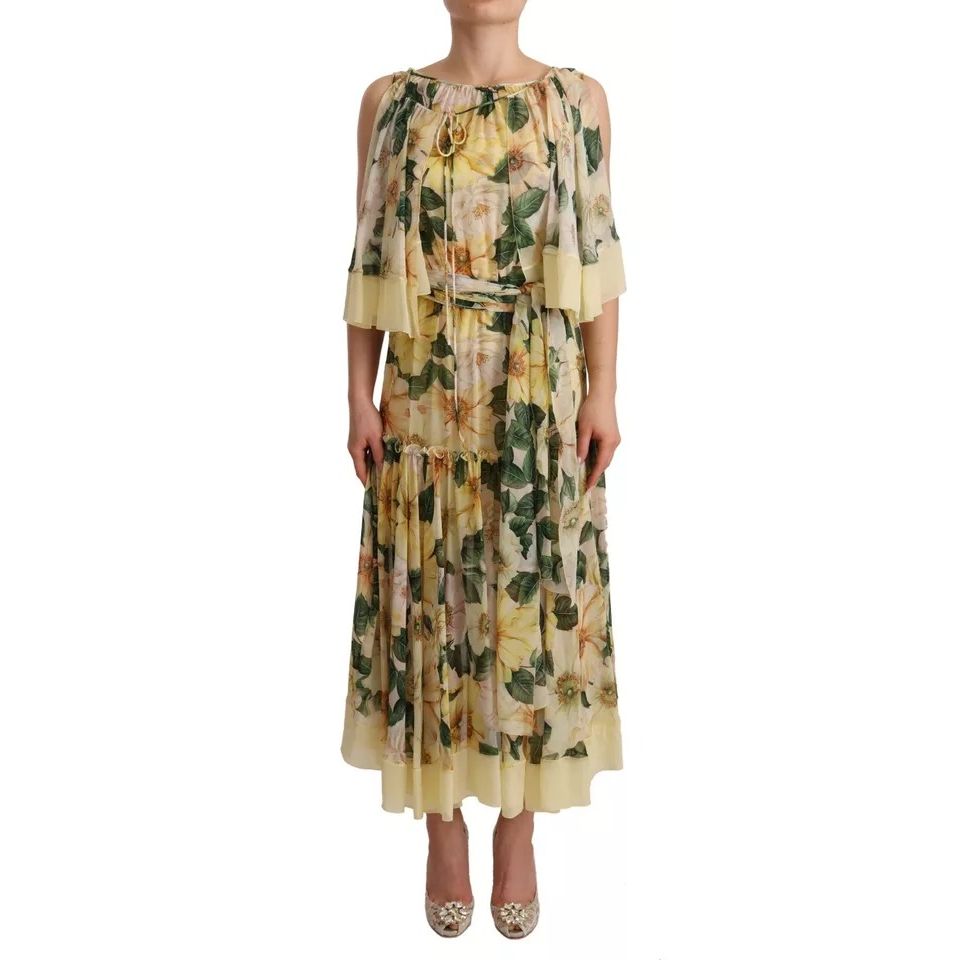 Dolce & Gabbana Multicolor Silk Floral Print Long Maxi Dress
