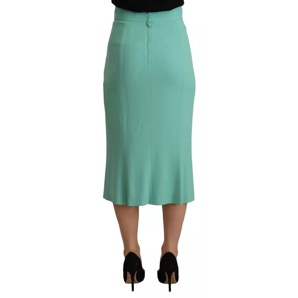 Dolce & Gabbana Mint Green Viscose Pencil Cut Midi Skirt