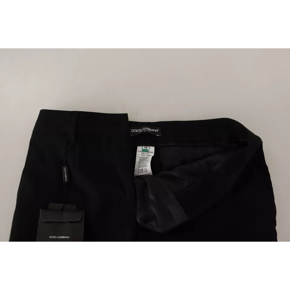 Dolce & Gabbana Black White Stripes Wool Tapered Pants