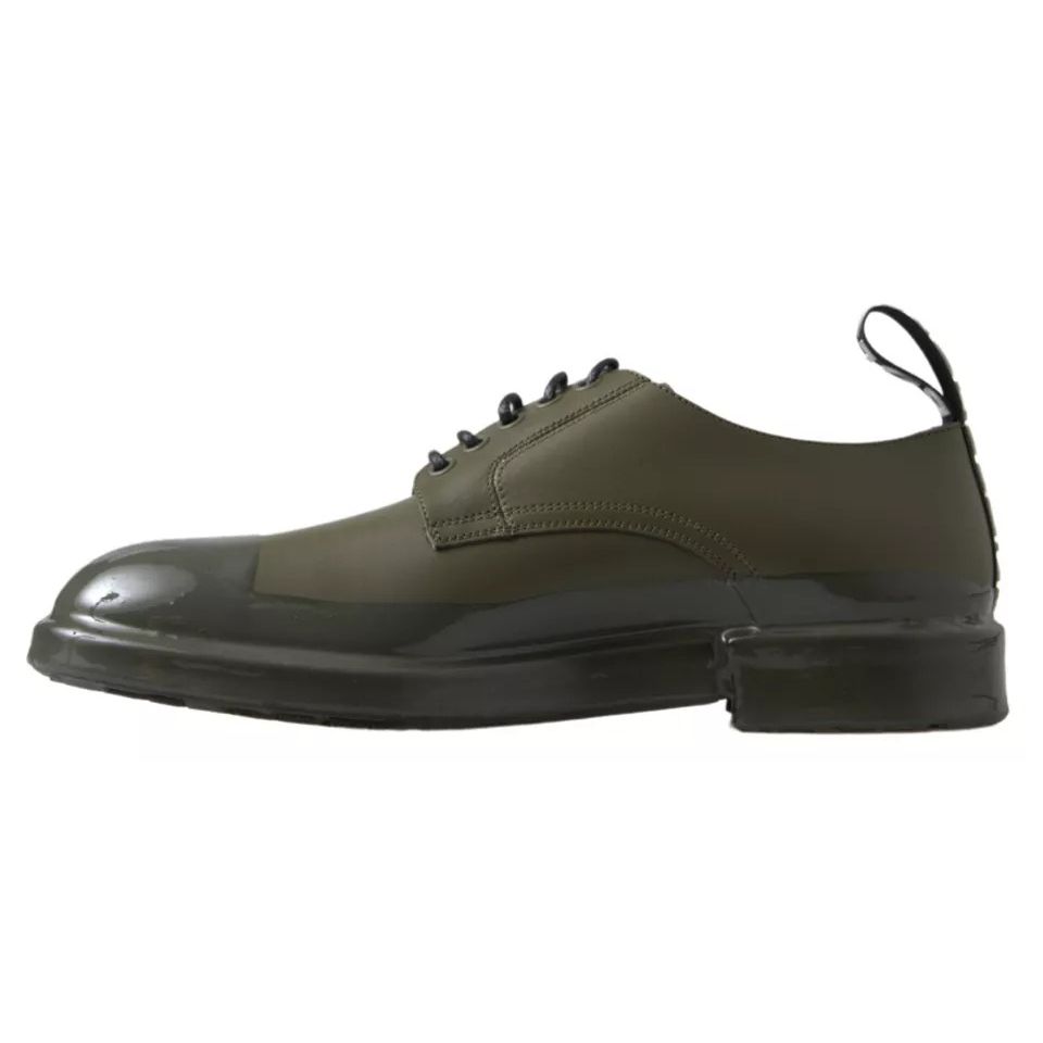 Dolce & Gabbana Green Leather Rubber Sole Dress Shoes