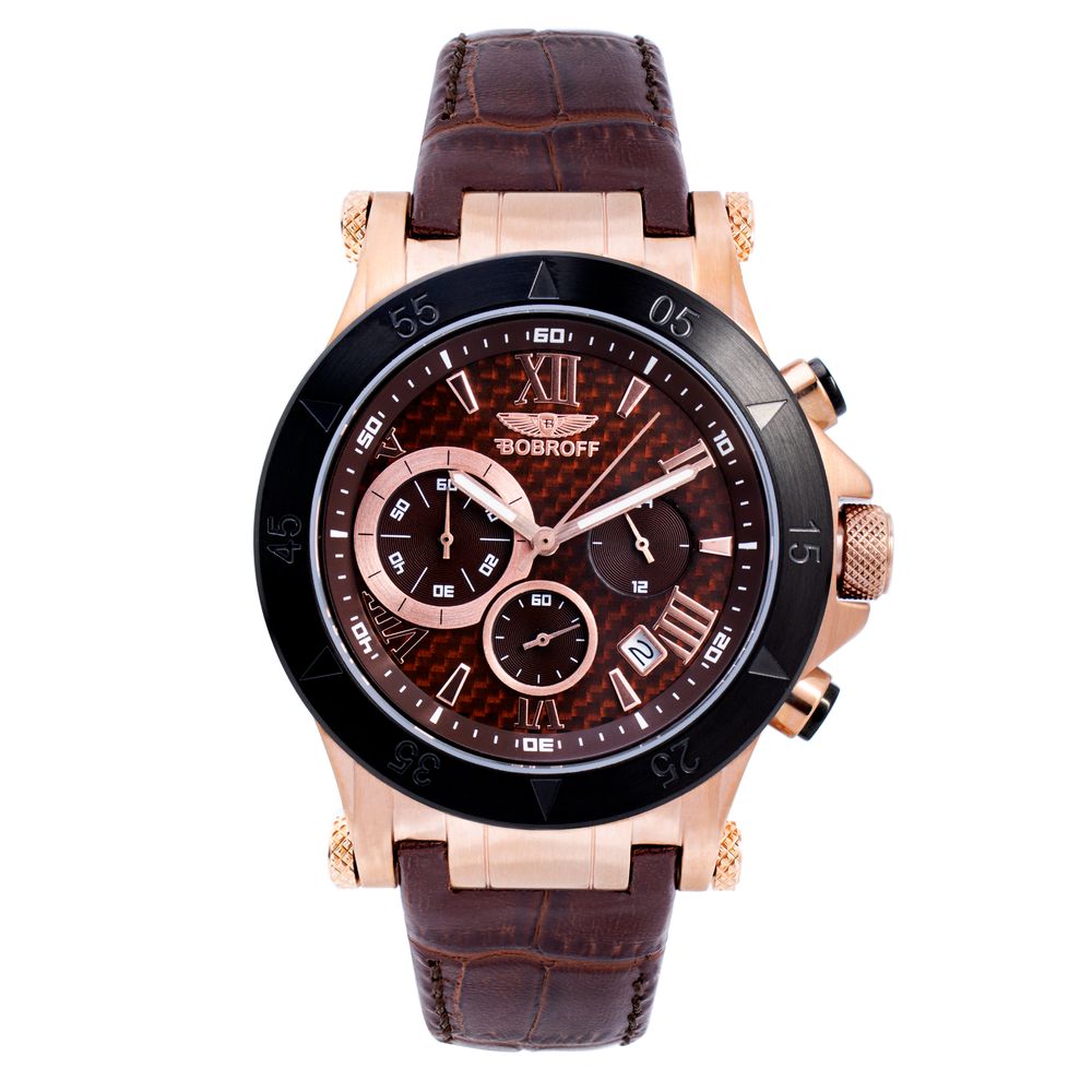 Bobroff Brown Leather Dress Watch 1728,67434610848,Accessories,Bobroff,Brown,Dress Watches - Watches - Accessories,Men,New with tags,Watches - Accessories