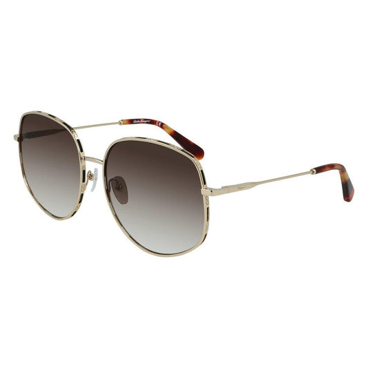 Salvatore Ferragamo Gold Metal Sunglasses Salvatore Ferragamo Dark Gray