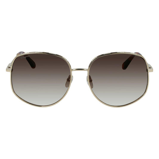Salvatore Ferragamo Gold Metal Sunglasses Salvatore Ferragamo Light Slate Gray