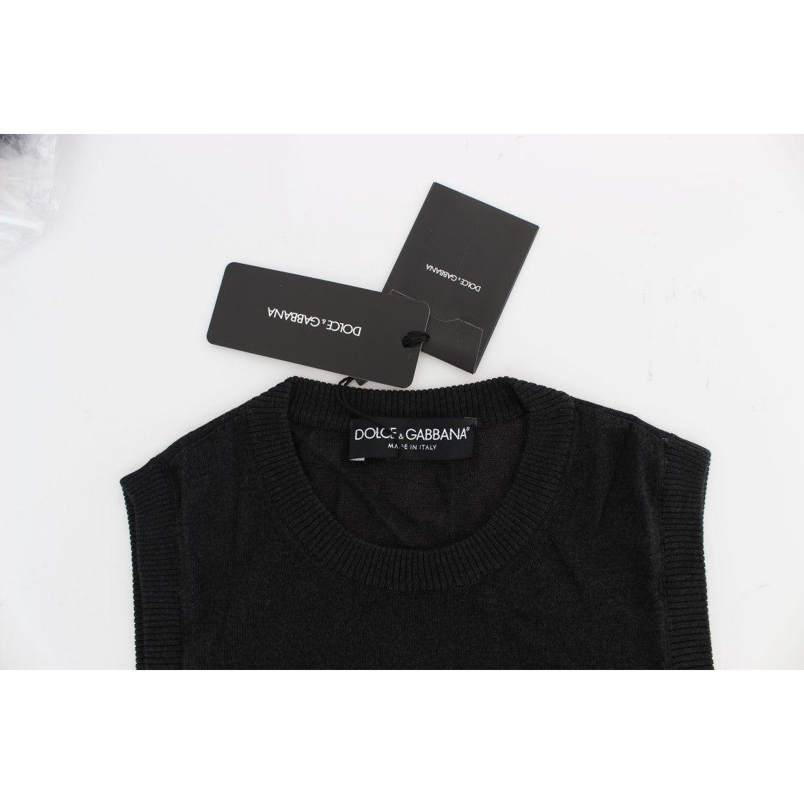 Dolce & Gabbana Black Sleeveless Crewneck Vest Pullover