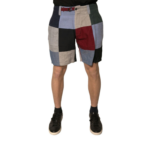 Dolce & Gabbana Multicolor Patchwork Linen Men Chino Shorts