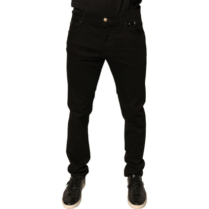 Dolce & Gabbana Black Logo Cotton Stretch Skinny Denim Jeans