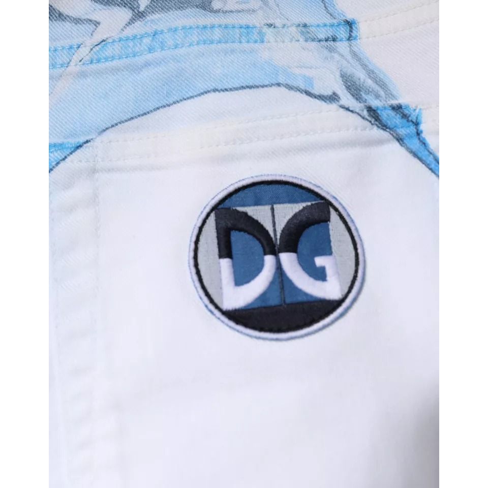 Dolce & Gabbana White Blue Cotton Stretch Skinny Denim Jeans