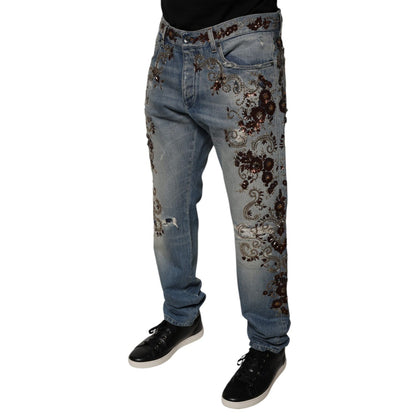 Dolce & Gabbana Light Blue Embroidered Skinny Denim Jeans