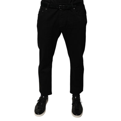 Dolce & Gabbana Black Cotton Stretch Logo Skinny Denim Jeans