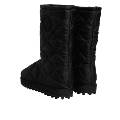 Dolce & Gabbana Black Polyester Padded Mid Calf Boots Winter Shoes
