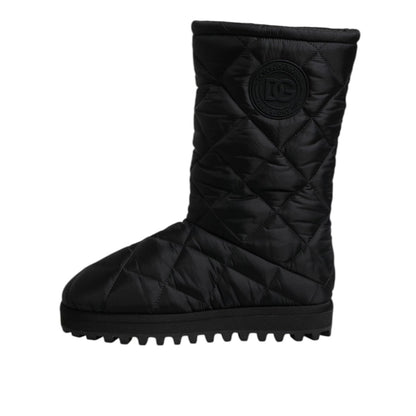 Dolce & Gabbana Black Polyester Padded Mid Calf Boots Winter Shoes