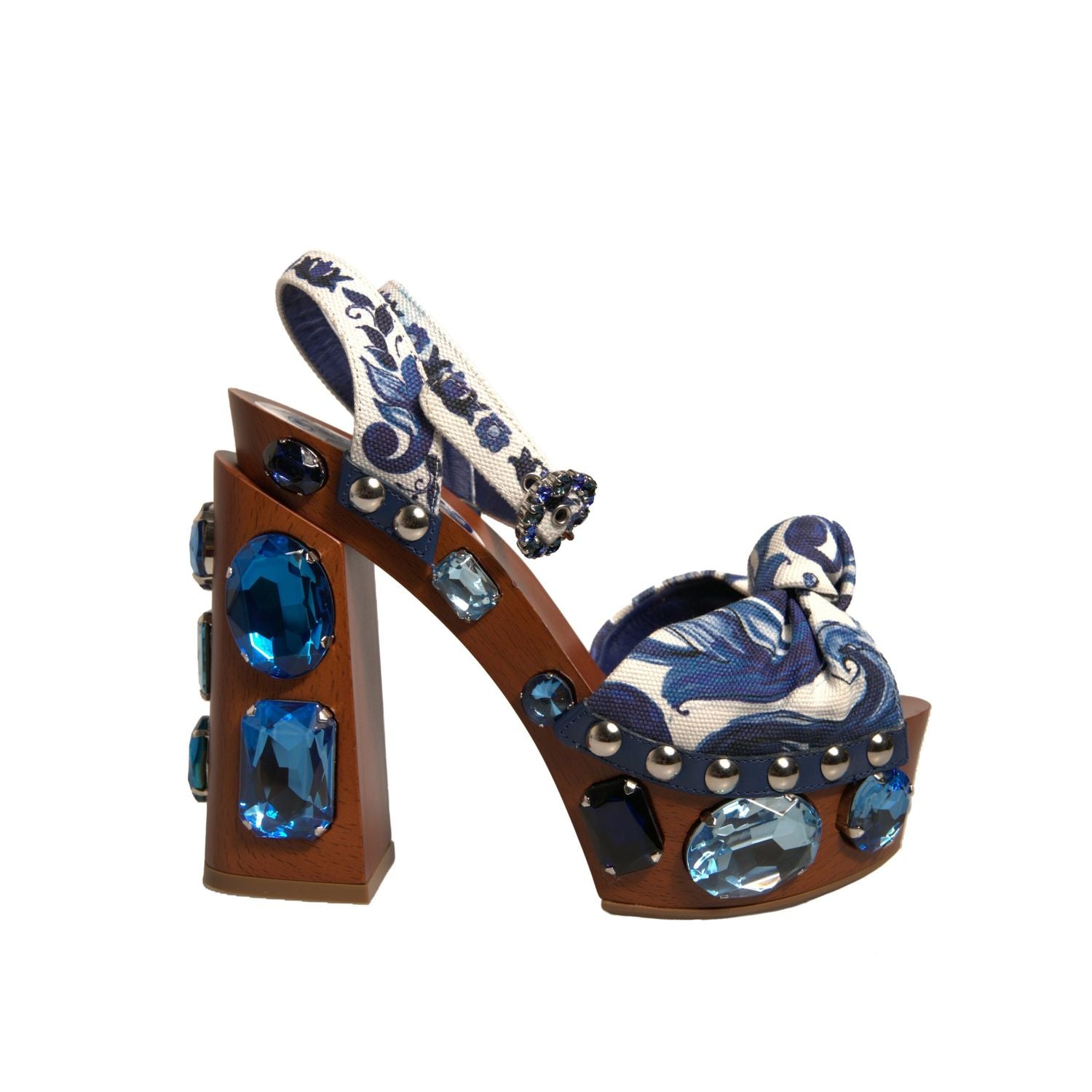 Dolce & Gabbana Multicolor Majolica Embellished Wedge Sandals Shoes