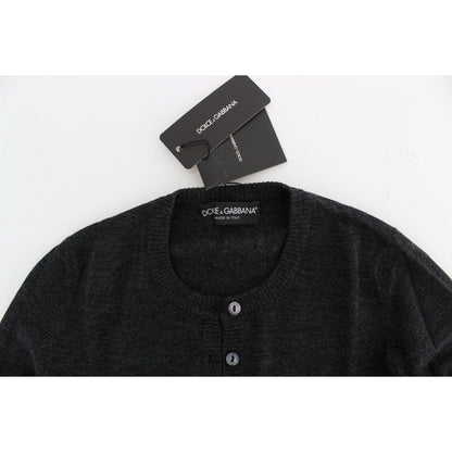 Dolce & Gabbana Gray Wool Button Cardigan Sweater
