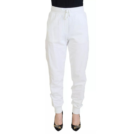 Dolce & Gabbana White Cotton Women Sweatpants Trouser Pants