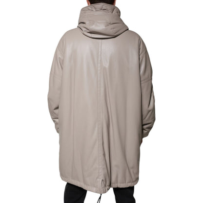 MSGM Beige Full Zip Hooded Long Sleeves Casual Coat Jacket MSGM
