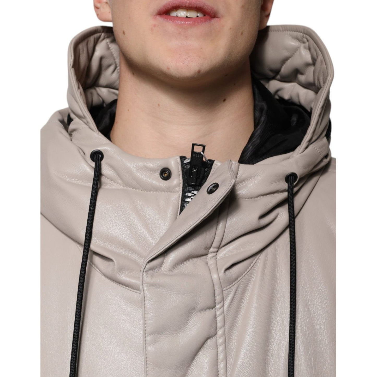 MSGM Beige Full Zip Hooded Long Sleeves Casual Coat Jacket MSGM