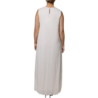 Peserico White Sleeveless Round Neck Shift Long Maxi Dress Peserico