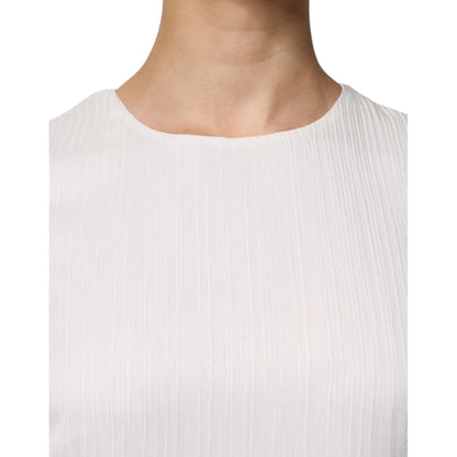 Peserico White Sleeveless Round Neck Shift Long Maxi Dress Peserico