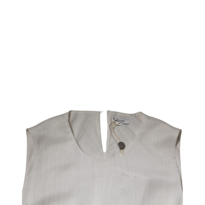 Peserico White Sleeveless Round Neck Shift Long Maxi Dress Peserico