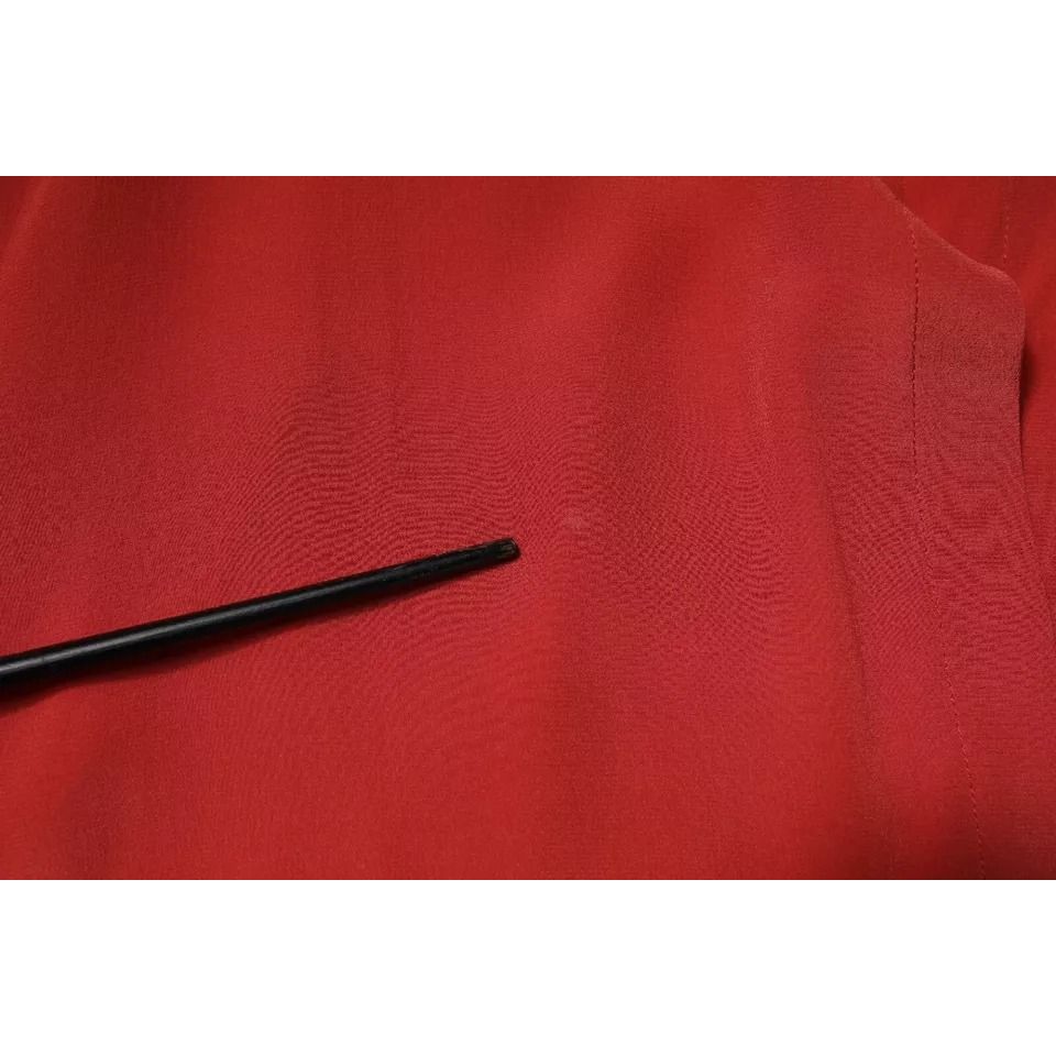 Peserico Red Long Sleeves Pencil Cut Drawstring Waist Dress Peserico