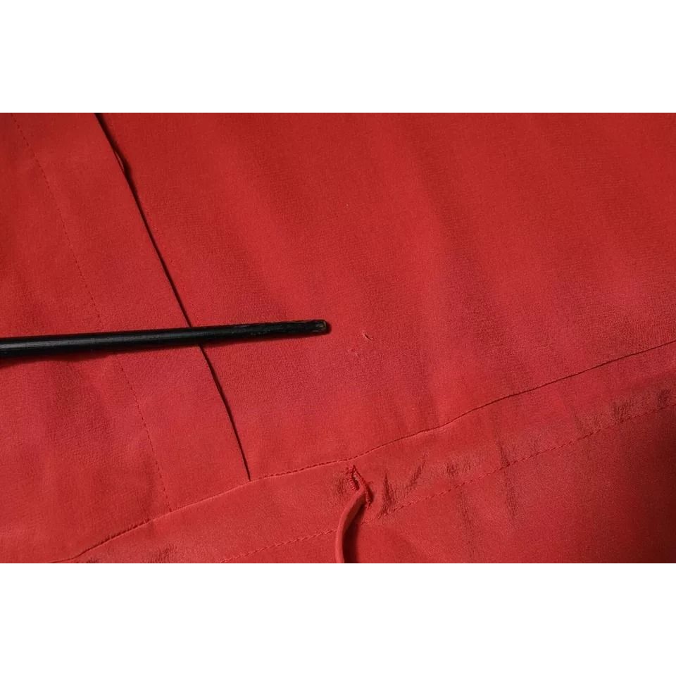 Peserico Red Long Sleeves Pencil Cut Drawstring Waist Dress Peserico