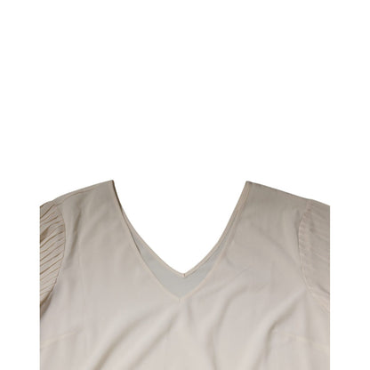 Peserico Off White Short Sleeves V-neck Shift Midi Dress Peserico