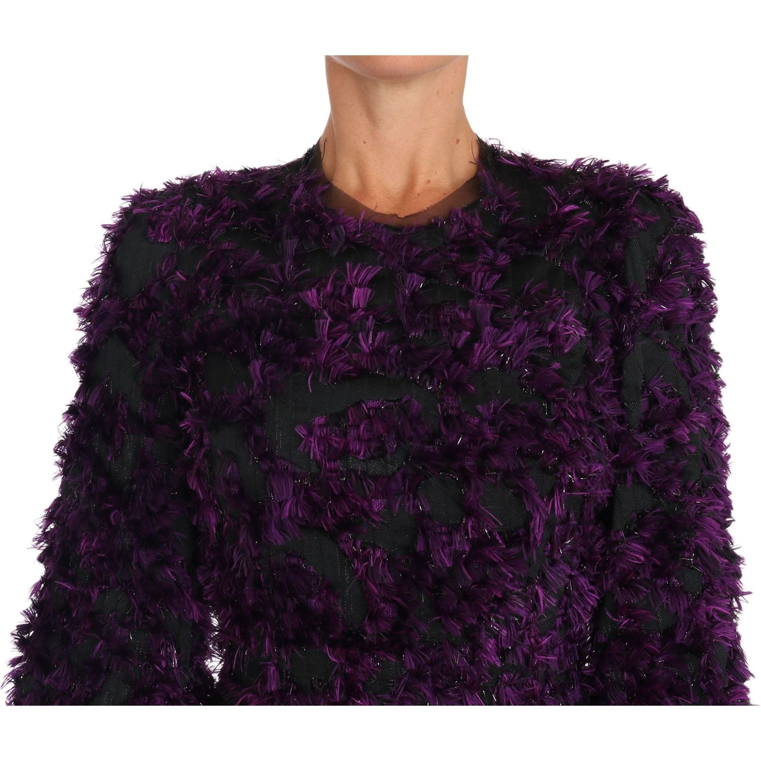 Dolce & Gabbana Purple Fringe Midi Sheath Dress
