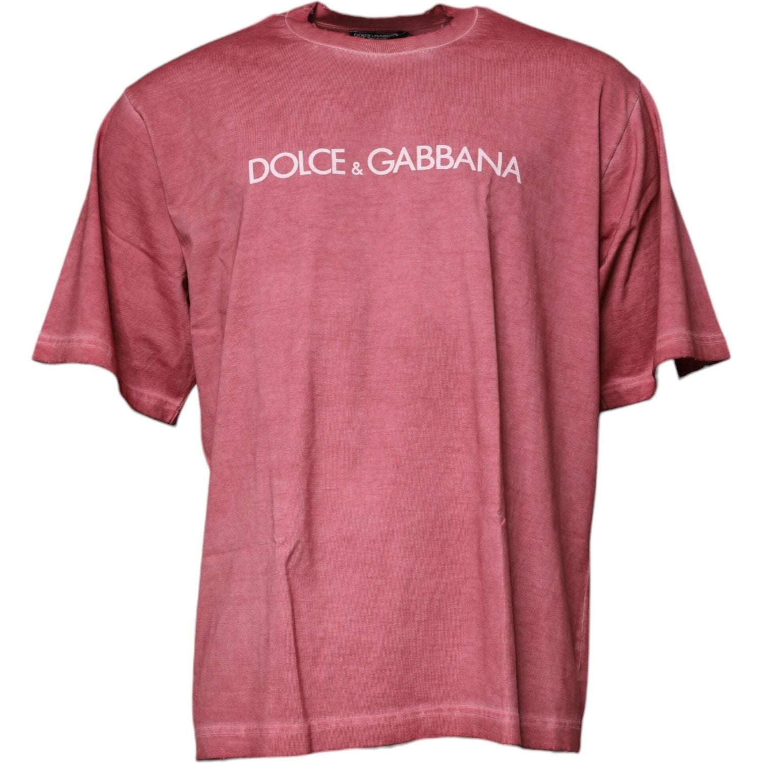 Dolce & Gabbana Pink Logo Print Cotton Crew Neck T-shirt
