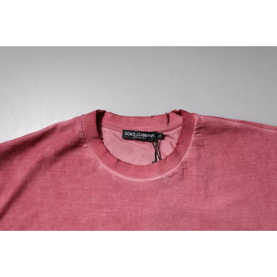 Dolce & Gabbana Pink Logo Print Cotton Crew Neck T-shirt