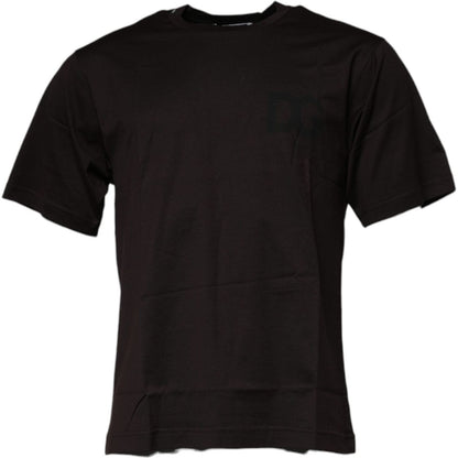 Dolce & Gabbana Dark Brown Logo Cotton Crew Neck T-shirt