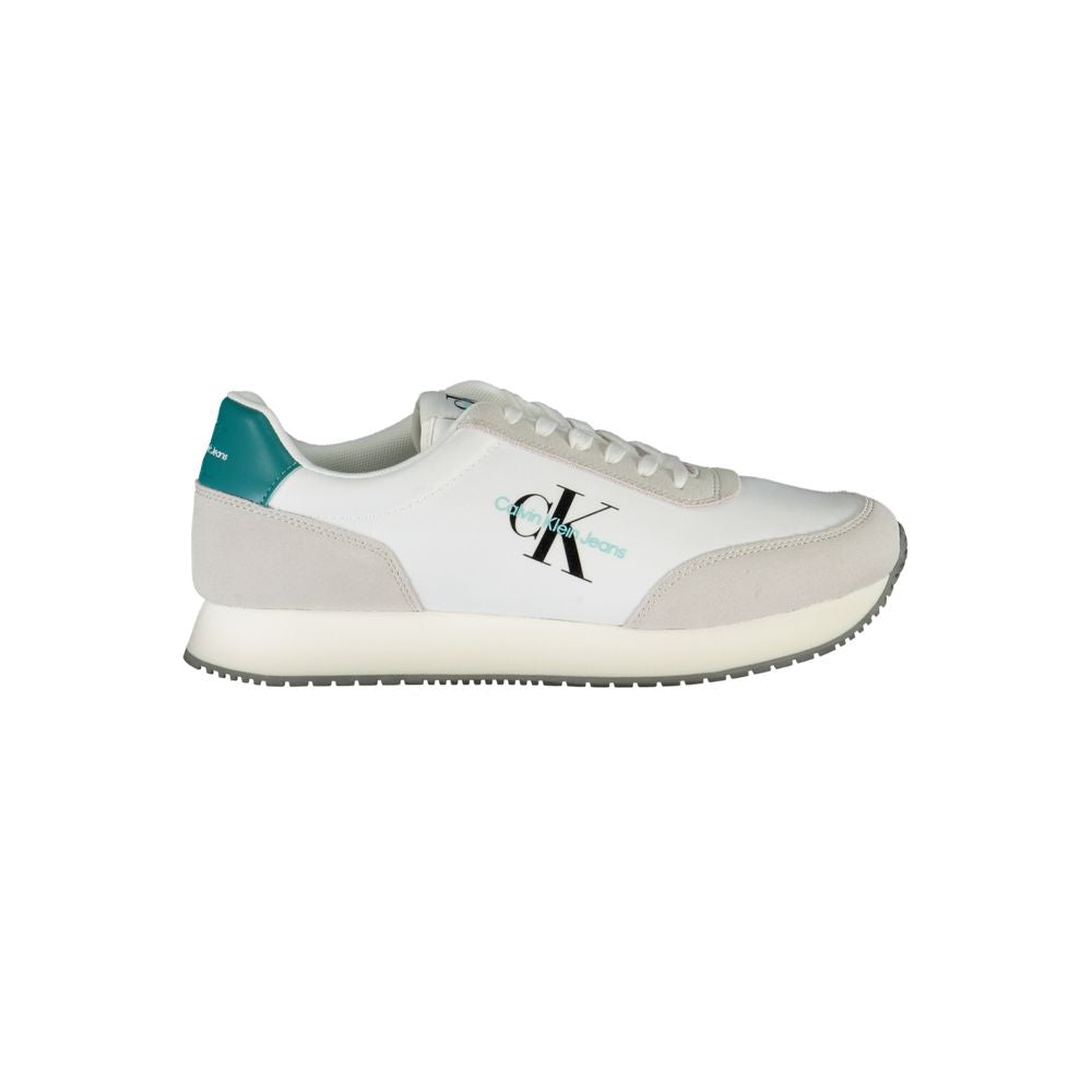 Calvin Klein Elegant White Lace-Up Sneakers with Contrasting Detail Calvin Klein