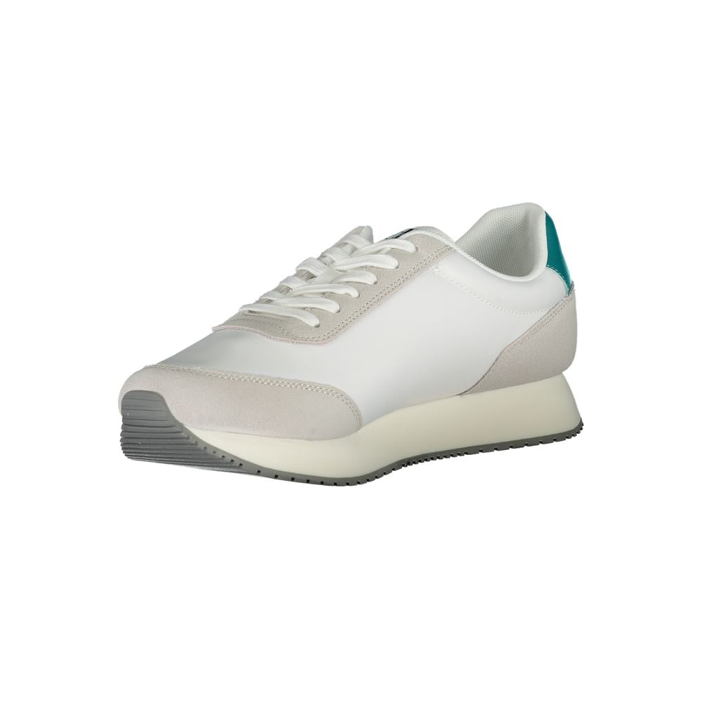 Calvin Klein Elegant White Lace-Up Sneakers with Contrasting Detail Calvin Klein